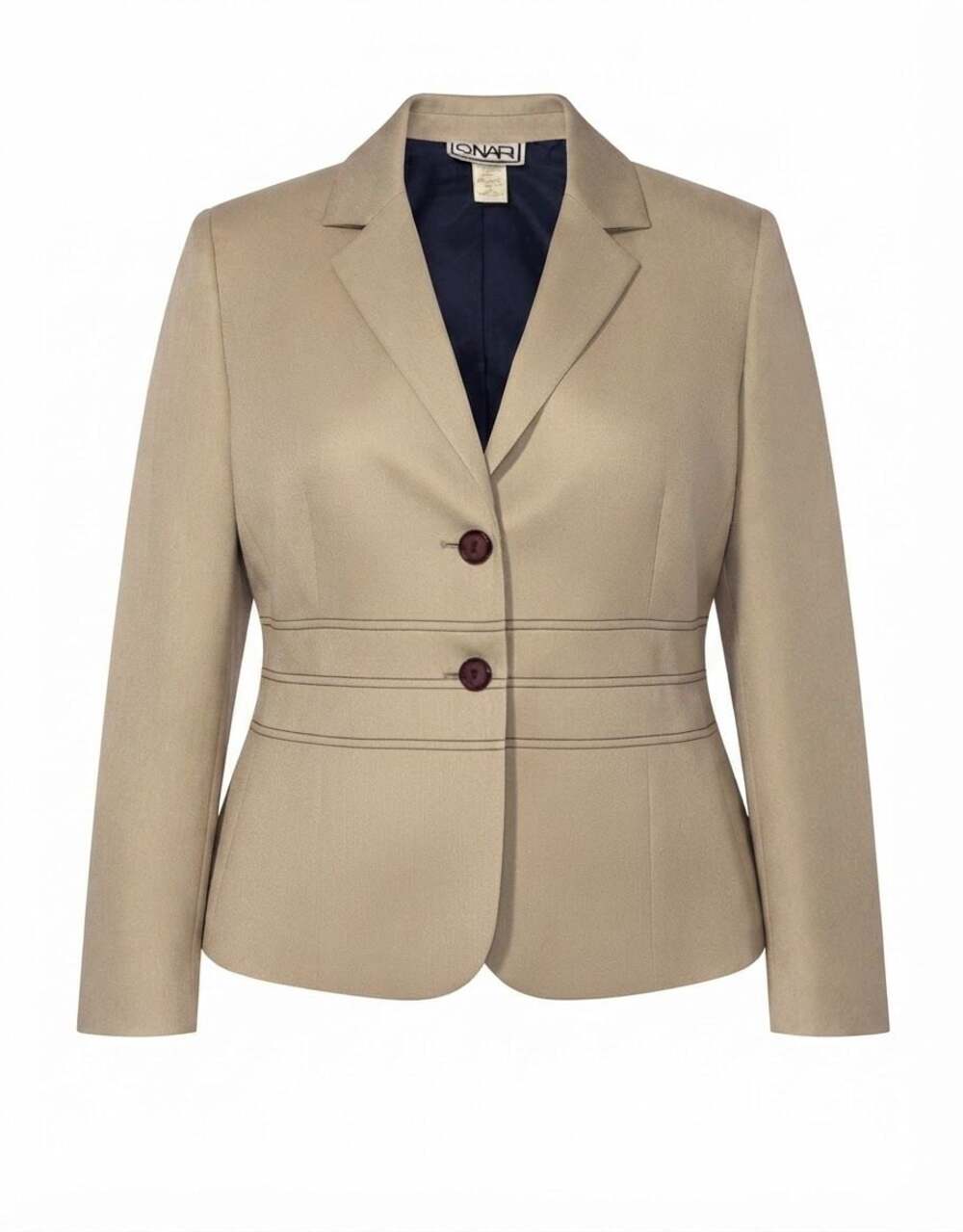 Synari Vintage womens Tan Single-Breasted Blazer with Contrast Stitching Large